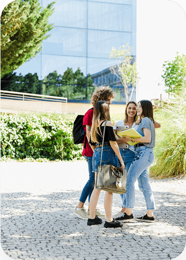 Students talking outdoors